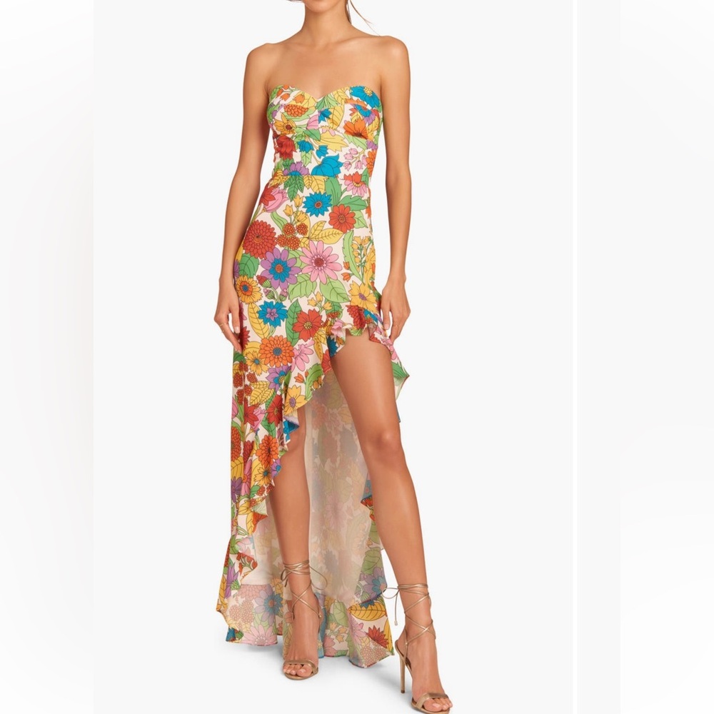 NEW Amanda Uprichard Eden high low strapless floral dress XS